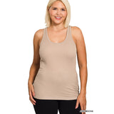 Ash Mocha Racer Back Ribbed Tank Top