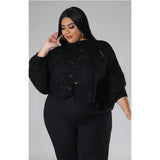 Round Neck Knit Waist Length Poncho - Black