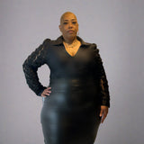 Black Flower Appliqué Sleeve Bodysuit