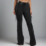 Charcoal Fringed Pants