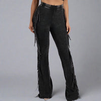 Charcoal Fringed Pants