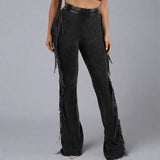 Charcoal Fringed Pants