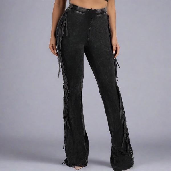 Charcoal Fringed Pants