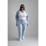 Light Blue Long Sleeve Popcorn Cardigan