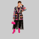 Hand Knitted Tasseled Maxi Cardigan