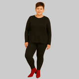 Black Buttery Soft Crew Neck Legging Set