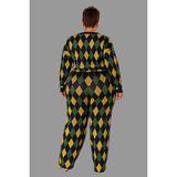 Navy Long Sleeve Argyle Sweater Pant Set