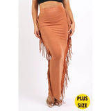Burnt Orange Fringed Maxi Skirt
