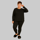 Black Buttery Soft Crew Neck Legging Set