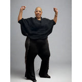 Round Neck Knit Waist Length Poncho - Black