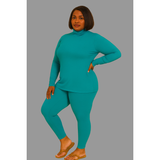 Light Teal Butter Soft Turtleneck & Legging Set