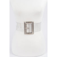 Oversized Transparent Pvc Belt Silver Buckle