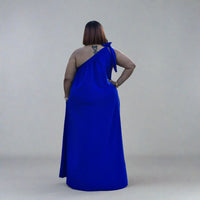 One Shoulder Bow Tie Maxi Dress