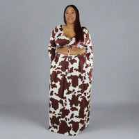 Brown and White Maxi Skirt Set