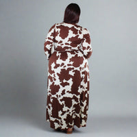Brown and White Maxi Skirt Set