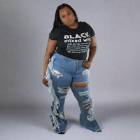 Plus Size Curvy Flare Tassel Jeans