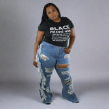 Plus Size Curvy Flare Tassel Jeans