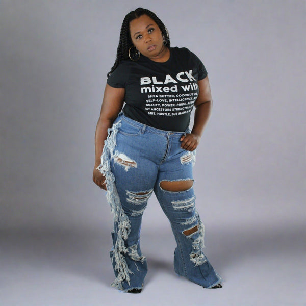 Plus Size Curvy Flare Tassel Jeans