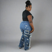 Plus Size Curvy Flare Tassel Jeans