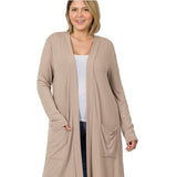 Open Front Slouch Cardigan with Patch Pockets