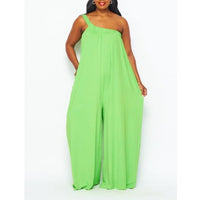Wide Leg Loose Fitting One Shoulder Jumpsuit