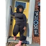 Black Microfiber Turtleneck & Legging Set